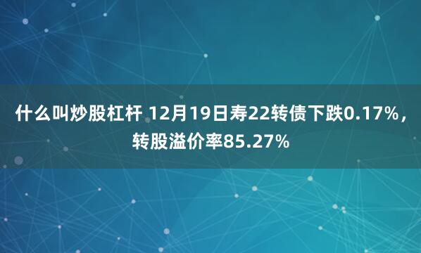 什么叫炒股杠杆 12月19日寿22转债下跌0.17%，转股溢价率85.27%