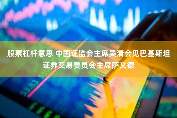 股票杠杆意思 中国证监会主席吴清会见巴基斯坦证券交易委员会主席萨义德