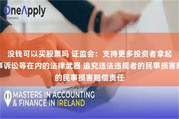 没钱可以买股票吗 证监会：支持更多投资者拿起包括民事诉讼等在内的法律武器 追究违法违规者的民事损害赔偿责任