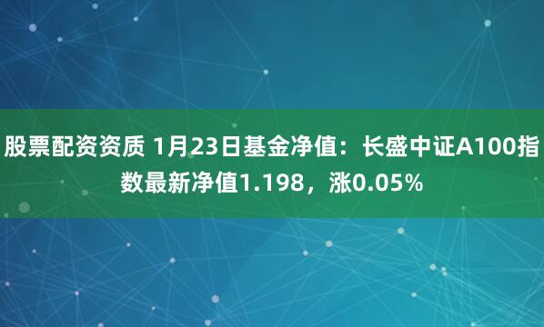 股票配资资质 1月23日基金净值：长盛中证A100指数最新净值1.198，涨0.05%